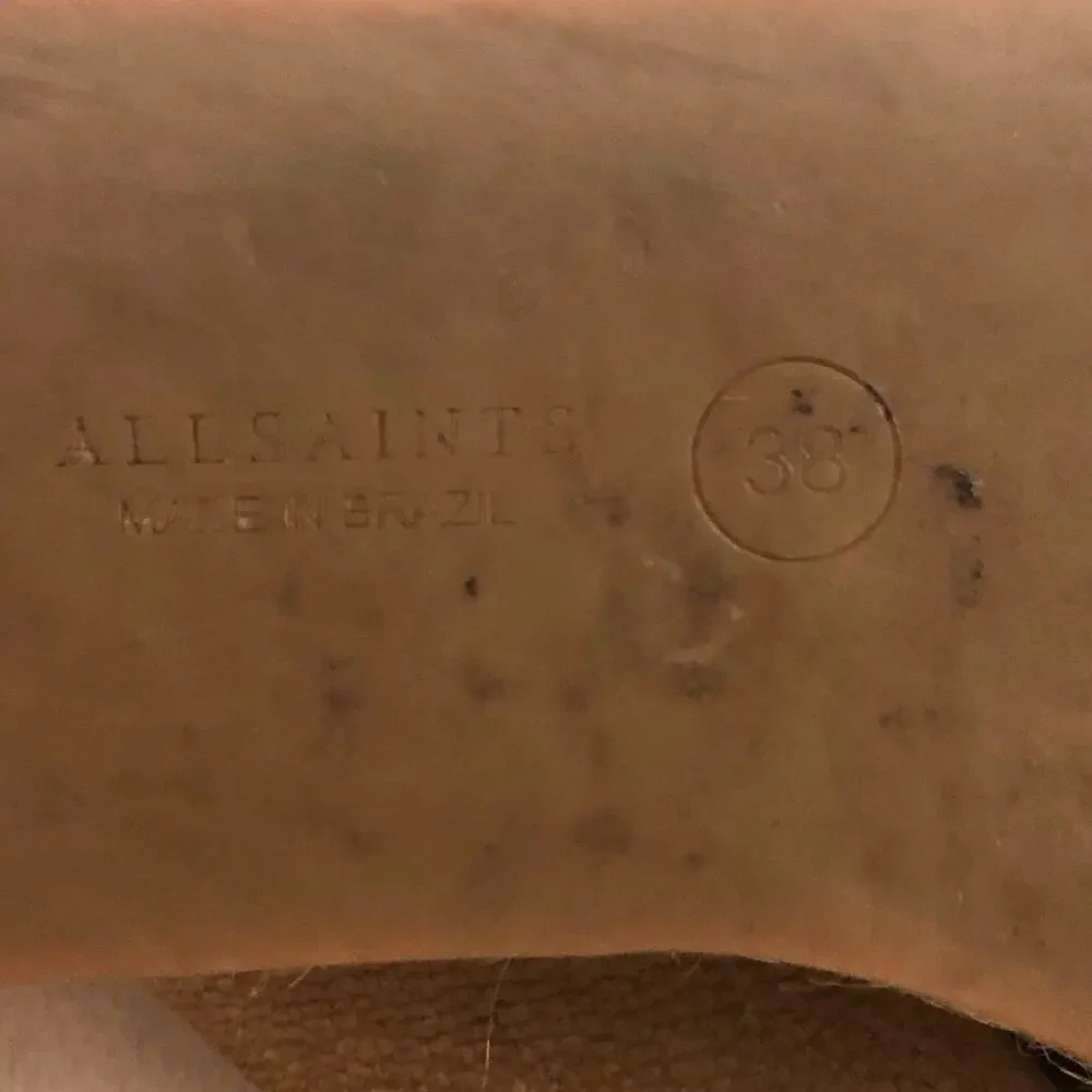 Allsaints Women's Harlem Espadrille Leather Platform Slides Sand size 38